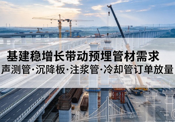 库伦旗基建稳增长带动预埋监测管材需求，声测管、沉降板、注浆管订单持续放量